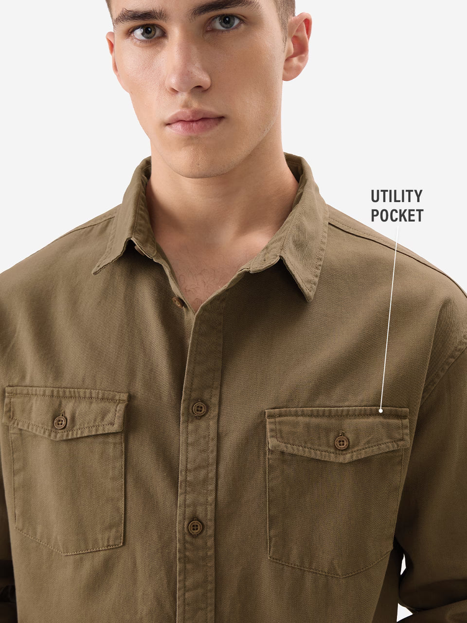 Brown Men Utility Shirt