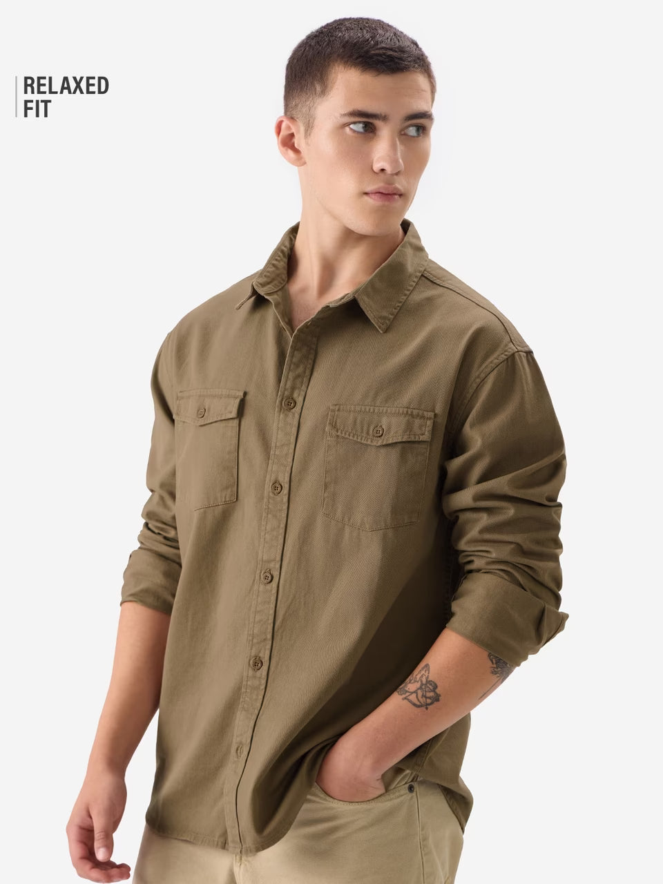 Brown Men Utility Shirt