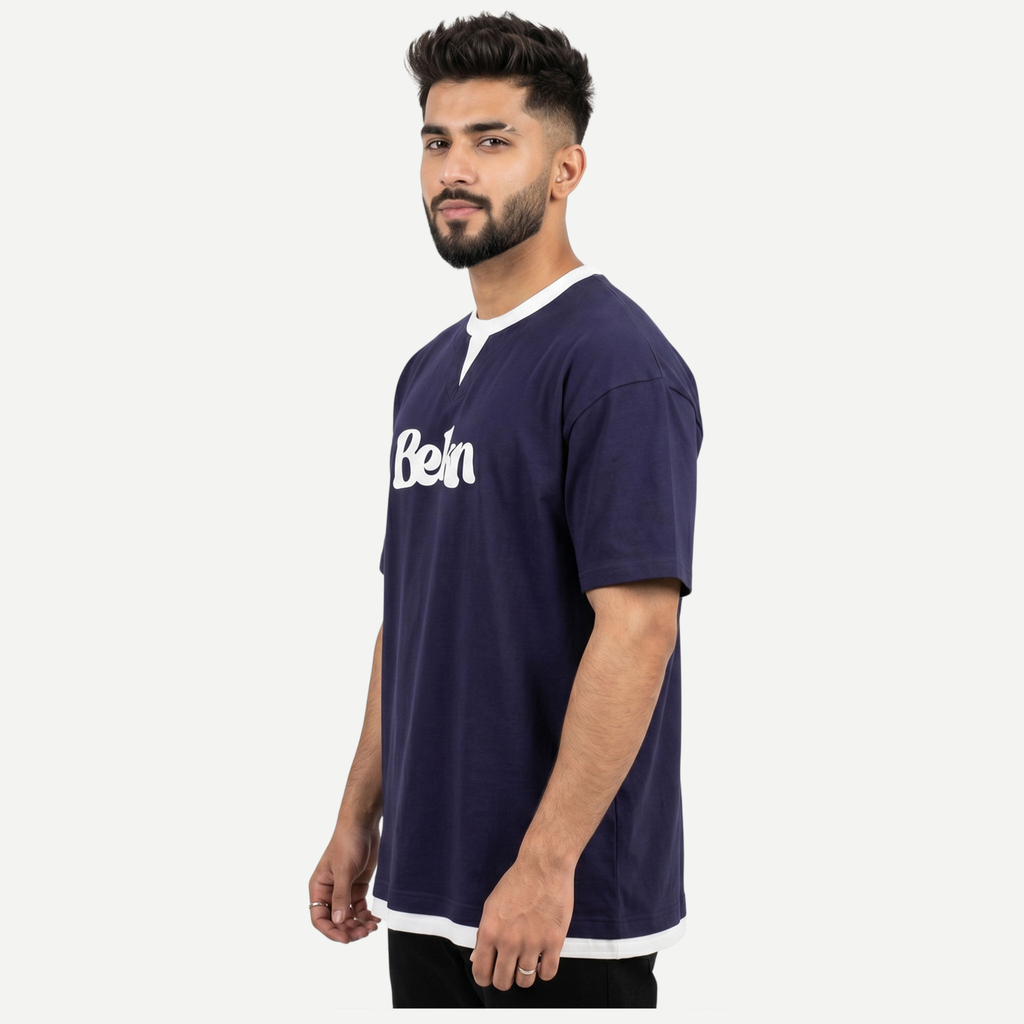 Midnight Navy Layered V-Notch Tee