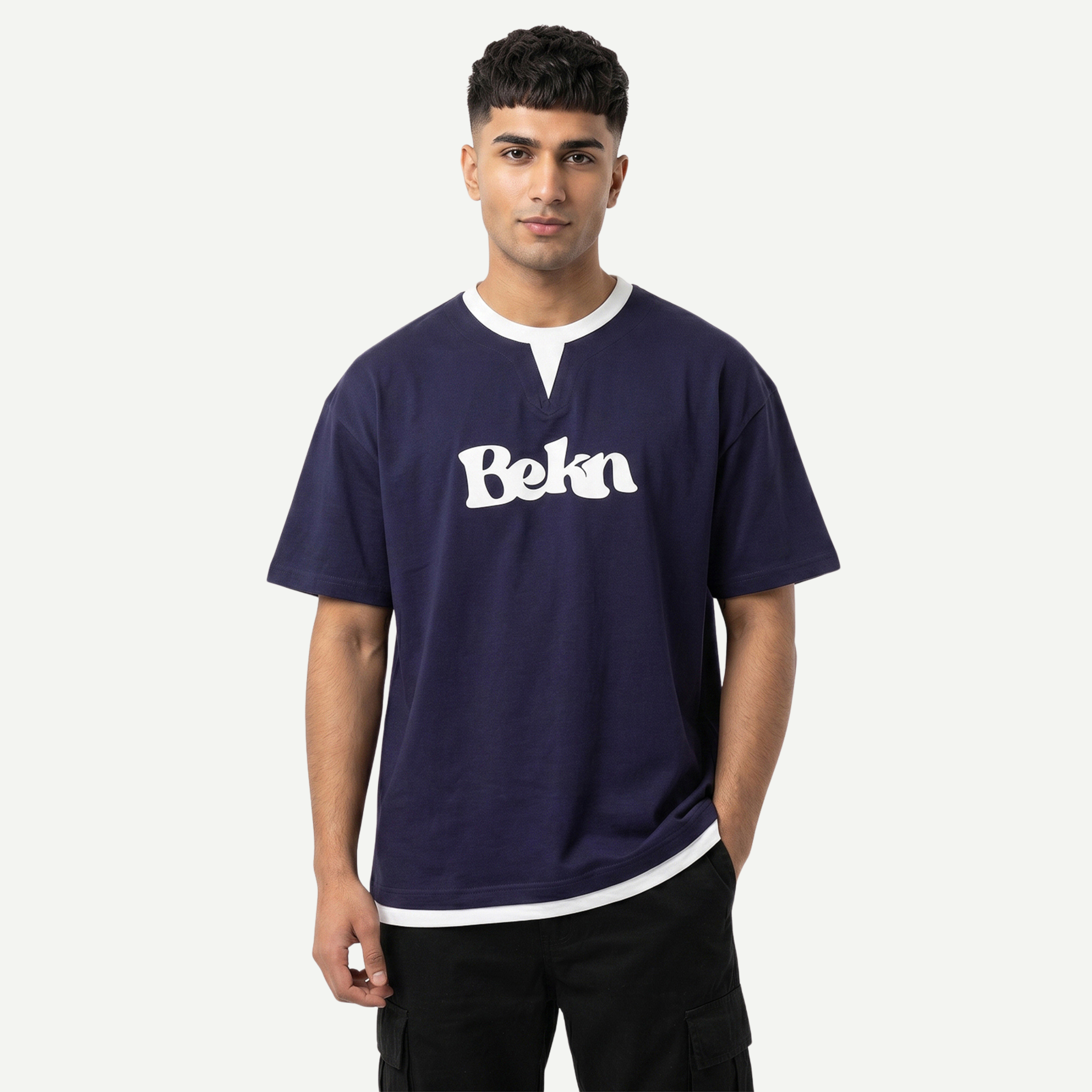 Midnight Navy Layered V-Notch Tee