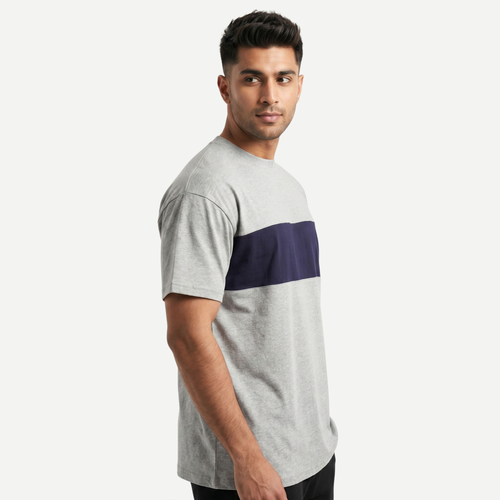 Heather Grey Block Stripe Tee
