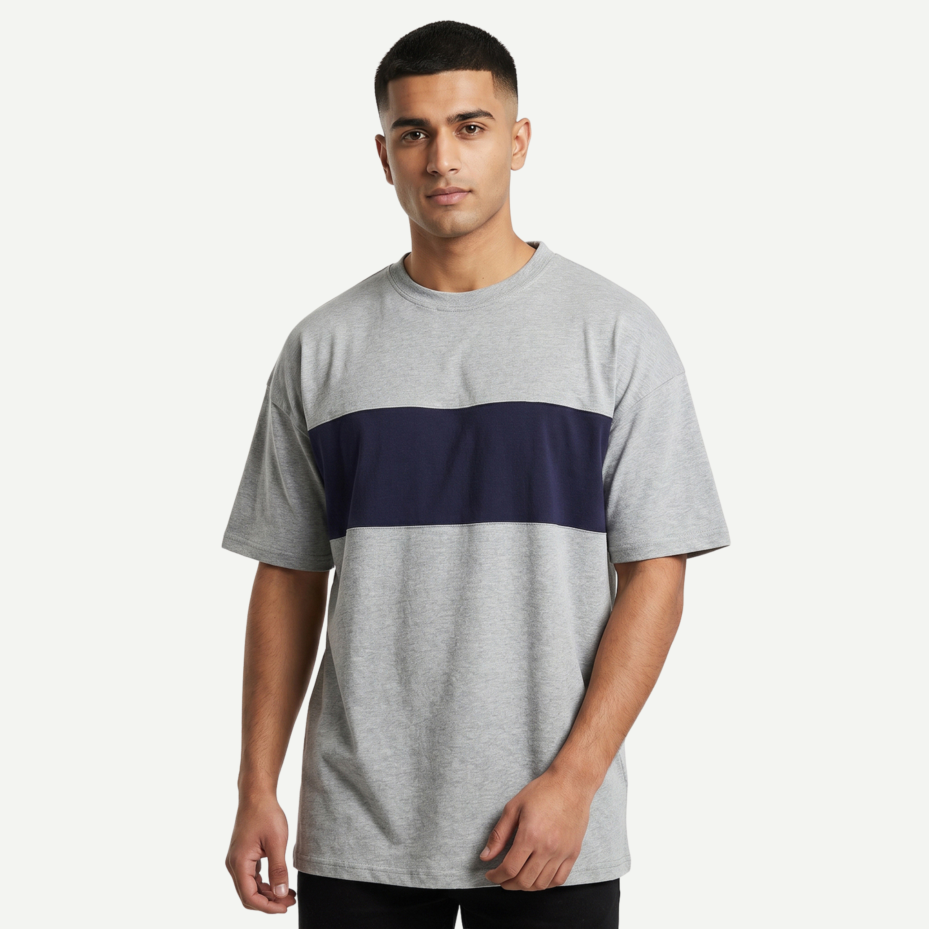 Heather Grey Block Stripe Tee
